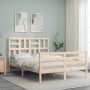 Estructura de cama de matrimonio con cabecero madera maciza de , Camas y somieres - Ref: Foro24-3194871, Precio: 129,62 €, De...