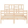 Double bed frame with solid wood headboard by , Beds and slatted bases - Ref: Foro24-3194871, Price: 130,64 €, Discount: %