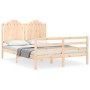 Bed frame with solid wood headboard 140x200 cm by , Beds and slatted bases - Ref: Foro24-3194181, Price: 141,64 €, Discount: %