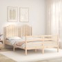 Bed frame with solid wood headboard 140x200 cm by , Beds and slatted bases - Ref: Foro24-3194181, Price: 141,64 €, Discount: %