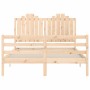 Bed frame with solid wood headboard 140x200 cm by , Beds and slatted bases - Ref: Foro24-3194181, Price: 141,64 €, Discount: %