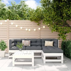 Garden sofa set 5 pieces solid white pine wood by , Garden sets - Ref: Foro24-3186173, Price: 345,55 €, Discount: %