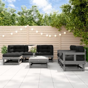 Garden furniture set 7 pieces solid gray pine wood by , Garden sets - Ref: Foro24-3186209, Price: 465,99 €, Discount: %