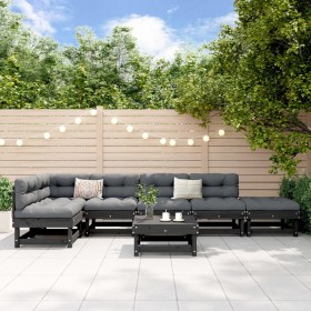 Garden furniture set 7 pieces solid black pine wood by , Garden sets - Ref: Foro24-3186512, Price: 389,58 €, Discount: %