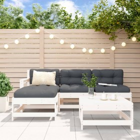 Gartensofa-Set 5-teilig aus massivem weißem Kiefernholz von , Gartensets - Ref: Foro24-3186544, Preis: 296,99 €, Rabatt: %