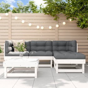 Gartensofa-Set 5-teilig aus massivem weißem Kiefernholz von , Gartensets - Ref: Foro24-3186159, Preis: 288,48 €, Rabatt: %