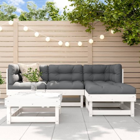 Gartensofa-Set 5-teilig aus massivem weißem Kiefernholz von , Gartensets - Ref: Foro24-3186159, Preis: 288,32 €, Rabatt: %