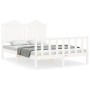 Double bed frame with white solid wood headboard by , Beds and slatted bases - Ref: Foro24-3192272, Price: 177,99 €, Discount: %