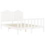 Double bed frame with white solid wood headboard by , Beds and slatted bases - Ref: Foro24-3192272, Price: 177,99 €, Discount: %