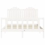 Double bed frame with white solid wood headboard by , Beds and slatted bases - Ref: Foro24-3192272, Price: 177,99 €, Discount: %