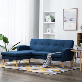 L-shaped sofa upholstered in blue fabric 186x136x79 cm by , Sofas - Ref: Foro24-247001, Price: 346,99 €, Discount: %