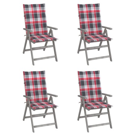 Reclining garden chairs 4 pcs solid acacia wood cushions by , Garden chairs - Ref: Foro24-3065390, Price: 345,59 €, Discount: %