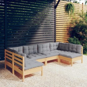 Garden furniture set 6 pieces and cushions solid pine wood by , Garden sets - Ref: Foro24-3097150, Price: 450,99 €, Discount: %