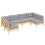 Garden furniture set 6 pieces and cushions solid pine wood by , Garden sets - Ref: Foro24-3097150, Price: 477,94 €, Discount: %