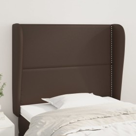 Headboard with brown synthetic leather ears 93x23x118/128 cm by , Headboards and footboards - Ref: Foro24-3117897, Price: 77,...