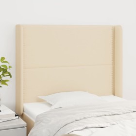 Cabecero con orejas de tela color crema 93x16x118/128 cm de , Cabeceros y pies de cama - Ref: Foro24-3119427, Precio: 76,99 €...