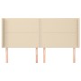 Headboard with cream fabric ears 203x16x118/128 cm by , Headboards and footboards - Ref: Foro24-3119467, Price: 119,58 €, Dis...