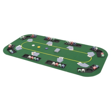 Superficie de póker 8 jugadores plegable en 4 rectangular verde de vidaXL, Mesas de juego y de póquer - Ref: Foro24-80208, Pr...