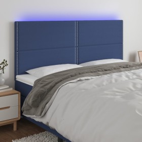 Headboard with LED lights blue fabric 180x5x118/128 cm by , Headboards and footboards - Ref: Foro24-3122304, Price: 136,99 €,...