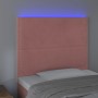 Pink velvet headboard with LED lights 80x5x118/128 cm by , Headboards and footboards - Ref: Foro24-3122319, Price: 67,23 €, D...