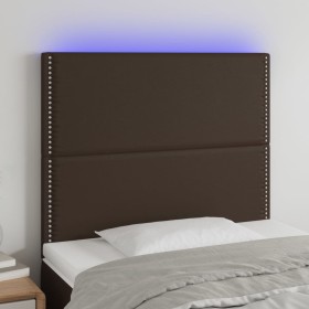 Headboard with LED lights brown synthetic leather 90x5x118/128 cm by , Headboards and footboards - Ref: Foro24-3122365, Price...