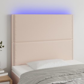 Headboard with LED lights cappuccino synthetic leather 90x5x118/128cm by , Headboards and footboards - Ref: Foro24-3122367, P...