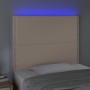 Headboard with LED lights cappuccino synthetic leather 90x5x118/128cm by , Headboards and footboards - Ref: Foro24-3122367, P...