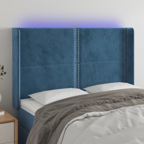 Dark blue velvet LED headboard 147x16x118/128 cm by , Headboards and footboards - Ref: Foro24-3123960, Price: 119,37 €, Disco...