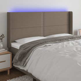 Taupe gray fabric headboard with LED 203x16x118/128 cm by , Headboards and footboards - Ref: Foro24-3123934, Price: 129,91 €,...