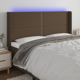 Dark brown fabric headboard with LED 163x16x118/128 cm by , Headboards and footboards - Ref: Foro24-3123917, Price: 135,99 €,...