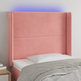 Pink velvet headboard with LED 83x16x118/128 cm by , Headboards and footboards - Ref: Foro24-3123943, Price: 83,94 €, Discoun...