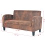 2-Sitzer-Sofa mit Armlehnen aus braunem Wildlederimitat von vidaXL, Sofas - Ref: Foro24-245585, Preis: 330,74 €, Rabatt: %