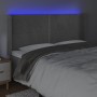 Light gray velvet headboard with LED 163x16x118/128 cm by , Headboards and footboards - Ref: Foro24-3123962, Price: 125,34 €,...