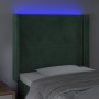 Dark green velvet headboard with LED 83x16x118/128 cm by , Headboards and footboards - Ref: Foro24-3123941, Price: 85,46 €, D...