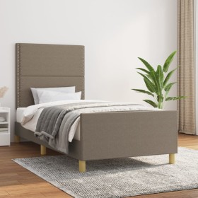 Bed frame with headboard in taupe gray fabric 80x200 cm by , Beds and slatted bases - Ref: Foro24-3124932, Price: 157,95 €, D...