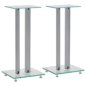 Tempered glass speaker stands with a design of 2 silver pillars, 2 units. by vidaXL, Speaker stands - Ref: Foro24-50674, Pric...