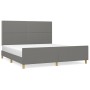 Bed frame with headboard dark gray fabric 180x200 cm by , Beds and slatted bases - Ref: Foro24-3124993, Price: 224,75 €, Disc...