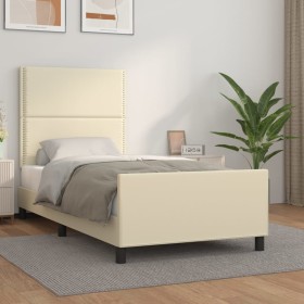 Estructura de cama con cabecero cuero sintético crema 80x200 cm de , Camas y somieres - Ref: Foro24-3125478, Precio: 141,99 €...