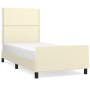 Bed frame with headboard cream synthetic leather 90x190 cm by , Beds and slatted bases - Ref: Foro24-3125484, Price: 156,26 €...