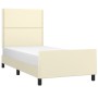 Estructura de cama con cabecero cuero sintético crema 90x190 cm de , Camas y somieres - Ref: Foro24-3125484, Precio: 156,26 €...