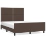 Estructura de cama cabecero cuero sintético marrón 140x200 cm de , Camas y somieres - Ref: Foro24-3125515, Precio: 245,76 €, ...