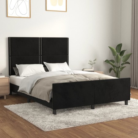 Estructura de cama con cabecero de terciopelo negro 140x200 cm de , Camas y somieres - Ref: Foro24-3125698, Precio: 229,49 €,...