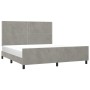 Bed frame with light gray velvet headboard 160x200cm by , Beds and slatted bases - Ref: Foro24-3125702, Price: 225,93 €, Disc...