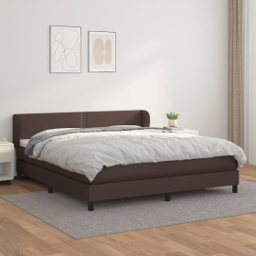 Cama box spring con colchón cuero sintético marrón 180x200 cm de , Camas y somieres - Ref: Foro24-3127268, Precio: 563,99 €, ...