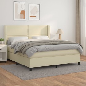 Cama box spring con colchón cuero sintético crema 180x200 cm de , Camas y somieres - Ref: Foro24-3128987, Precio: 657,99 €, D...