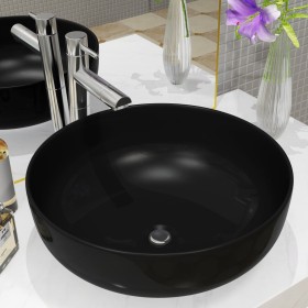 Round black ceramic washbasin 41.5x13.5 cm by vidaXL, Sinks - Ref: Foro24-142732, Price: 62,48 €, Discount: %