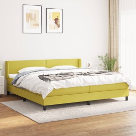 Cama box spring con colchón tela verde 200x200 cm de , Camas y somieres - Ref: Foro24-3129664, Precio: 566,99 €, Descuento: %