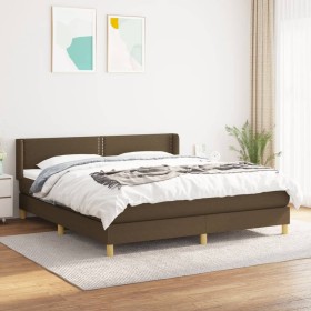 Box spring bed with dark brown fabric mattress 180x200 cm by , Beds and slatted bases - Ref: Foro24-3130212, Price: 534,99 €,...