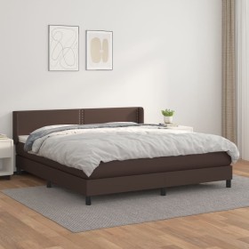 Cama box spring con colchón cuero sintético marrón 180x200 cm de , Camas y somieres - Ref: Foro24-3130736, Precio: 559,99 €, ...