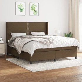 Cama box spring con colchón tela marrón oscuro 180x200 cm de , Camas y somieres - Ref: Foro24-3131372, Precio: 611,79 €, Desc...